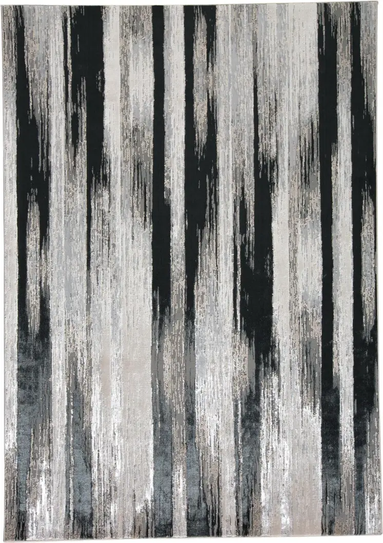 4' X 6' Black Silver and Gray Abstract Power Loom Area Rug