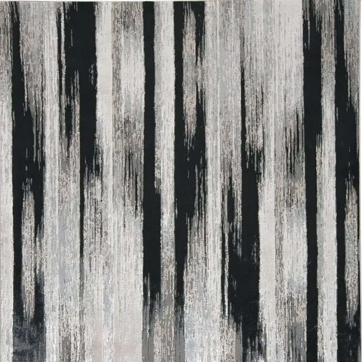 8' X 10' Beige and Black Abstract Power Loom Area Rug