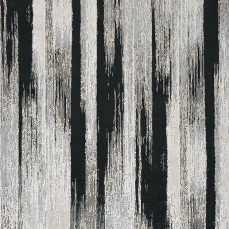 7' X 10' Black Silver and Gray Abstract Power Loom Area Rug