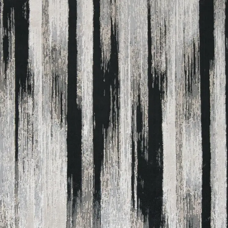 9' X 12' Black Silver and Gray Abstract Power Loom Area Rug