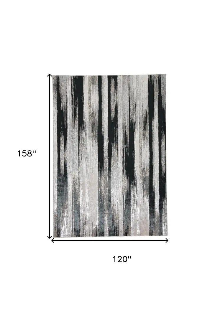 10' X 13' Beige and Black Abstract Power Loom Area Rug