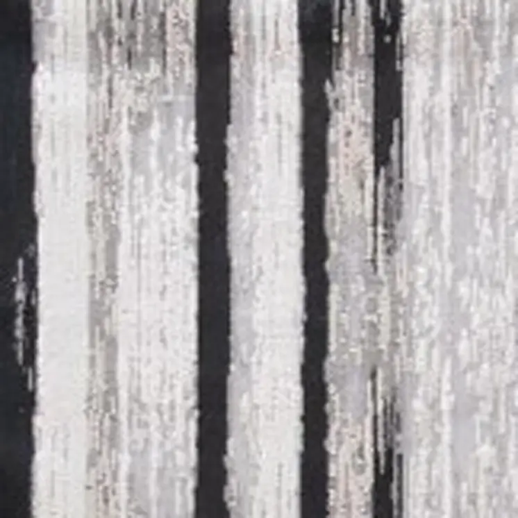 8' Beige and Black Abstract Power Loom Runner Rug