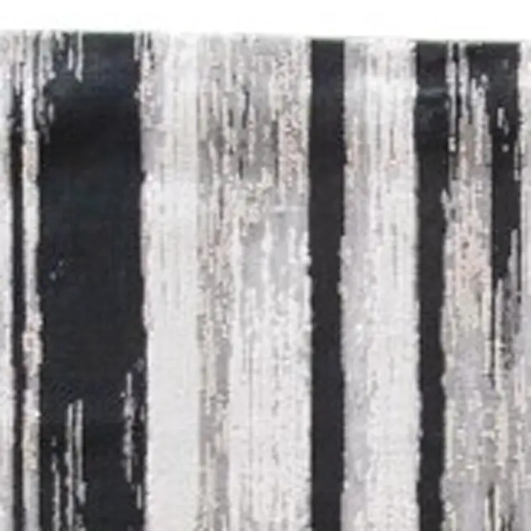 8' Beige and Black Abstract Power Loom Runner Rug