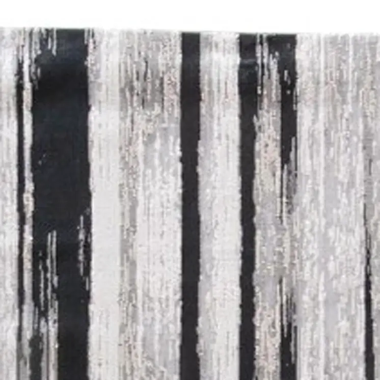 8' Beige and Black Abstract Power Loom Runner Rug