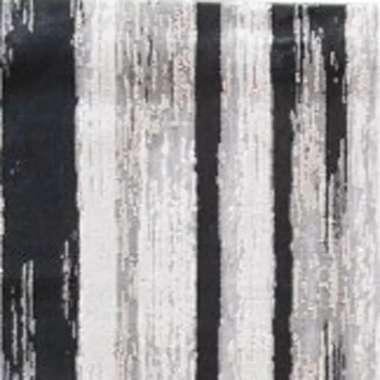 8' Beige and Black Abstract Power Loom Runner Rug