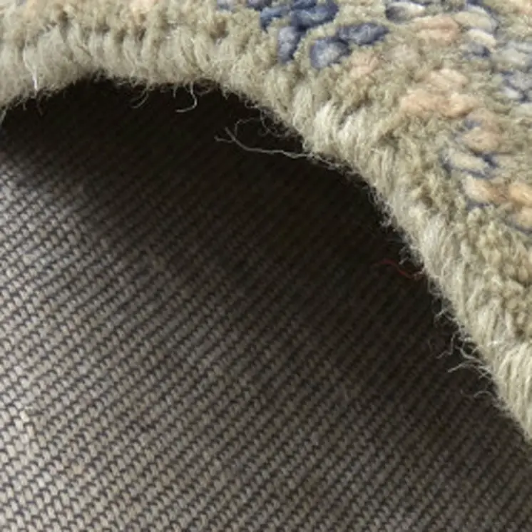 8' Beige Blue And Gray Wool Oriental Hand Tufted Runner Rug