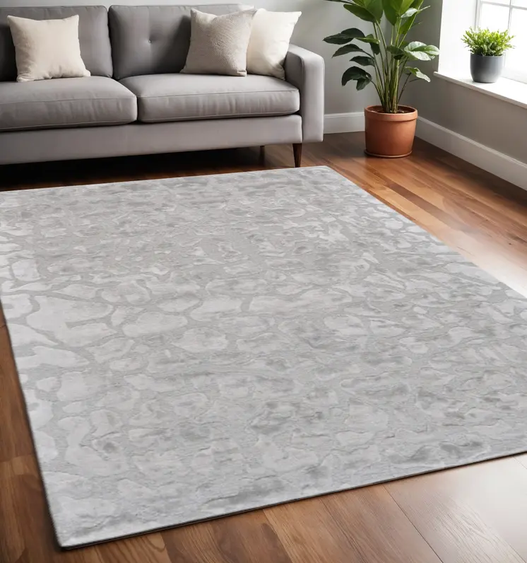 5' X 8' Gray And Silver Abstract Tufted Handmade Area Rug
