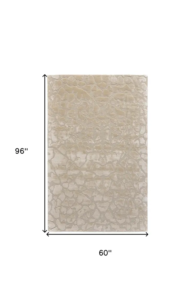 5' X 8' Gray and Ivory Abstract Hand Tufted Non Skid Area Rug