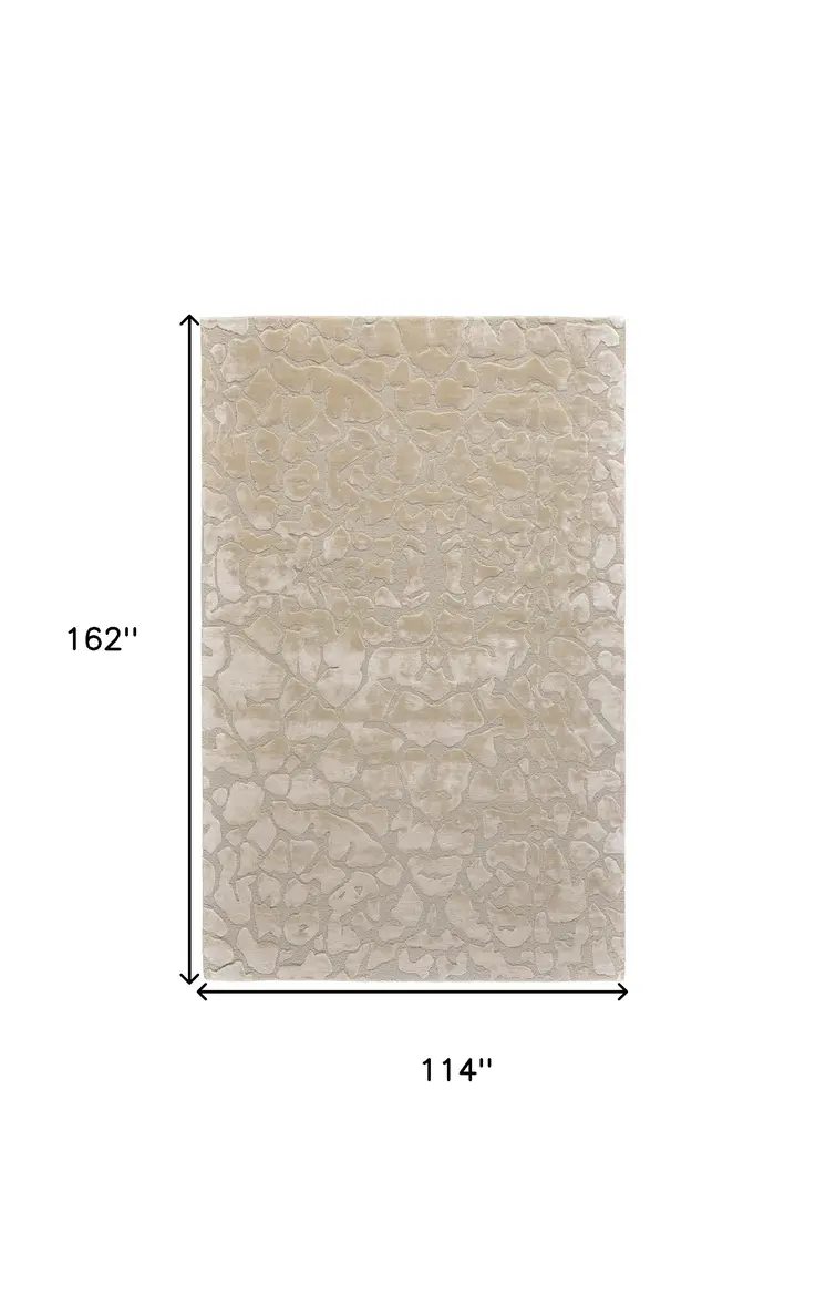 10' X 13' Ivory Taupe And Tan Abstract Tufted Handmade Area Rug
