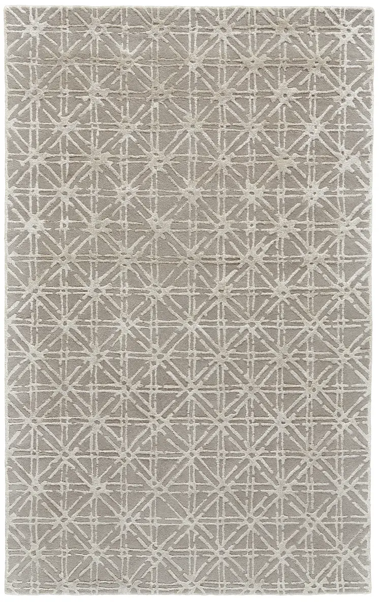 10' X 13' Taupe Ivory And Tan Wool Abstract Tufted Handmade Area Rug