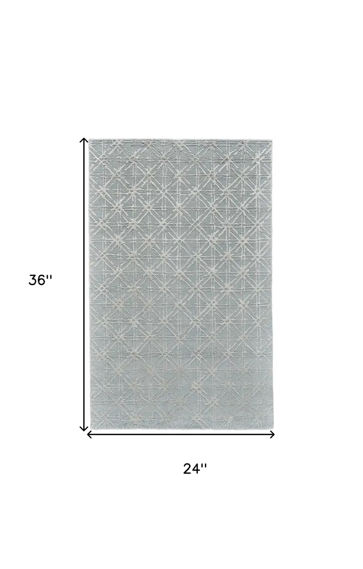 2' X 3' Gray Wool Abstract Hand Tufted Area Rug