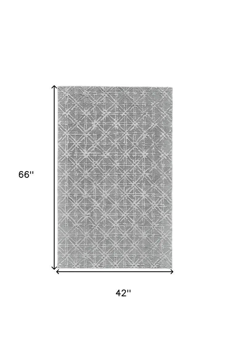 4' X 6' Gray Wool Abstract Hand Tufted Area Rug