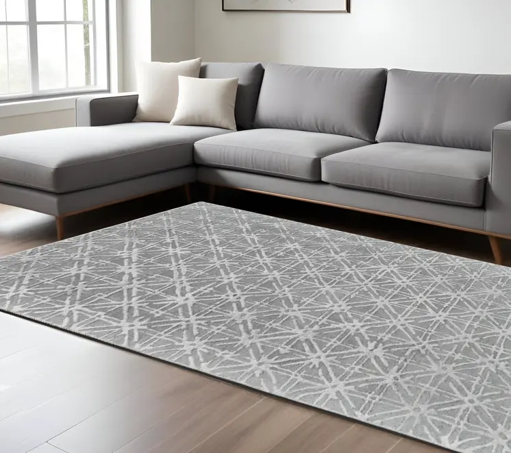 8' X 11' Gray And Silver Wool Abstract Tufted Handmade Area Rug
