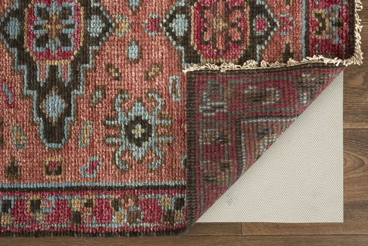 8' X 10' Red Orange Wool Floral Hand Knotted Distressed Area Rug With Fringe