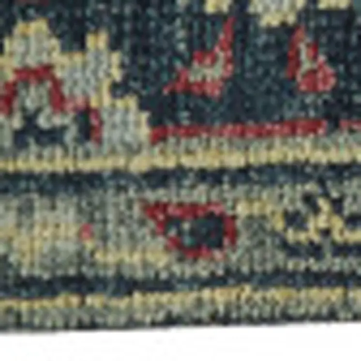10' X 13' Blue Green And Red Wool Floral Hand Knotted Distressed Stain Resistant Area Rug With Fringe