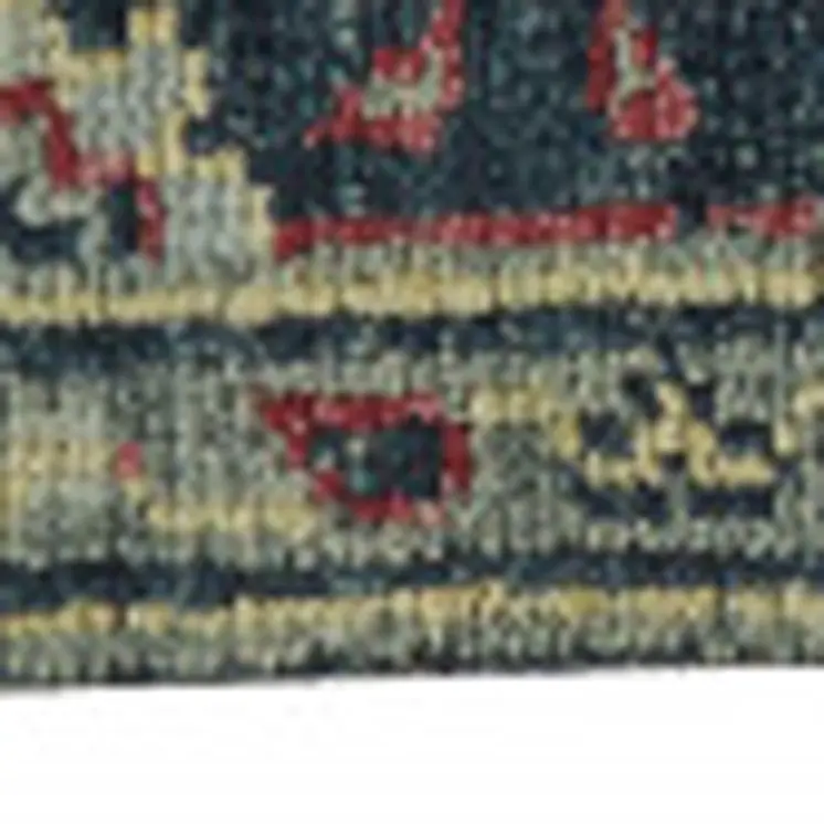 2' X 3' Blue and Green Wool Floral Hand Knotted Distressed Area Rug With Fringe
