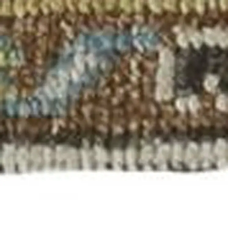 4' X 6' Green and Ivory Wool Floral Hand Knotted Distressed Area Rug With Fringe