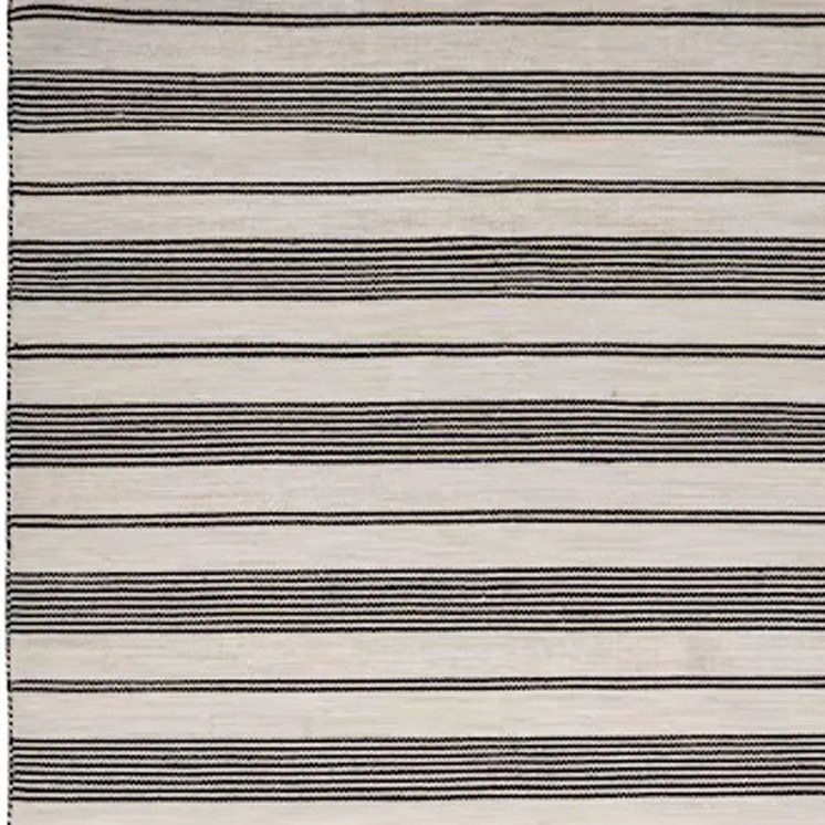 4' X 6' Black And White Striped Hand Woven Area Rug