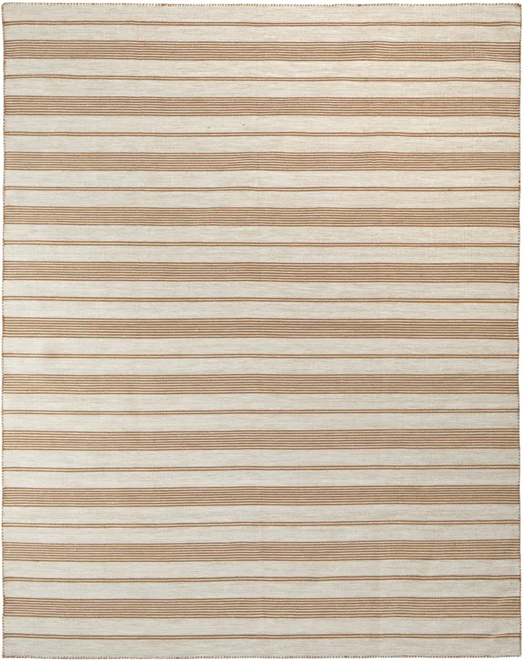 8' X 11' Brown and Ivory Striped Hand Woven Area Rug