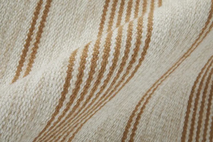 10' X 14' Ivory Taupe And Brown Striped Dhurrie Hand Woven Stain Resistant Area Rug