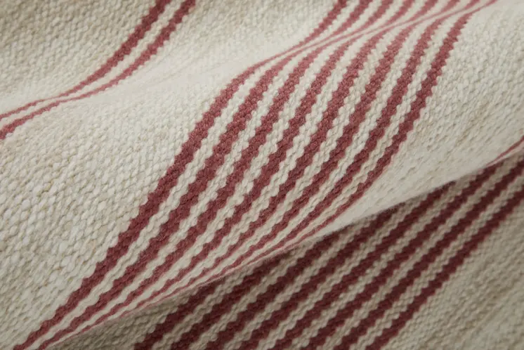 4' X 6' Red and Ivory Striped Hand Woven Area Rug