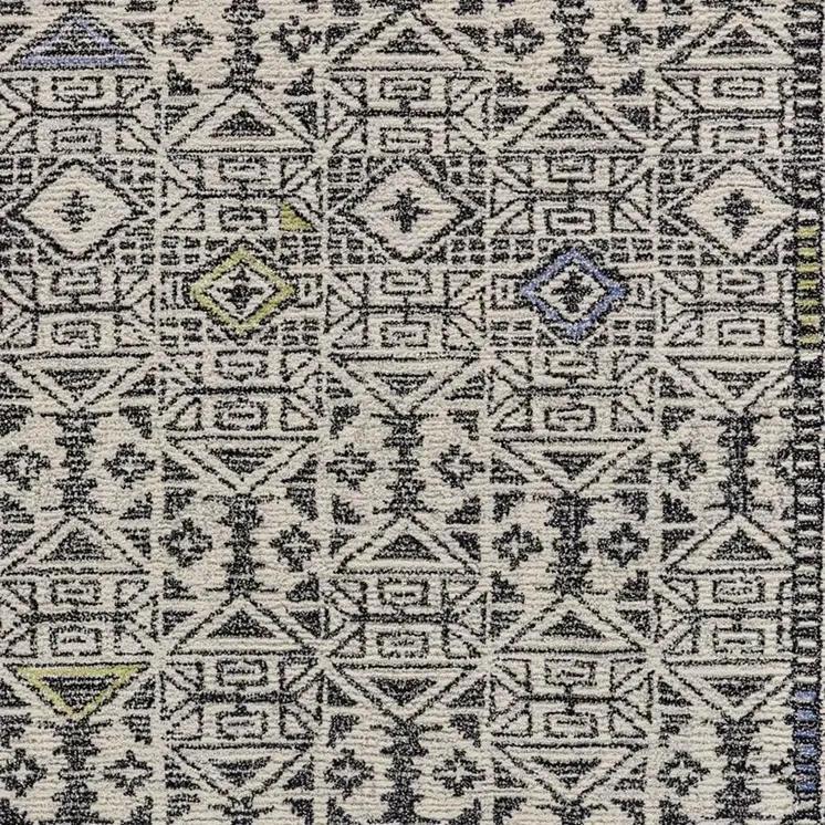 8' X 11' Gray Ivory And Black Wool Geometric Tufted Handmade Area Rug