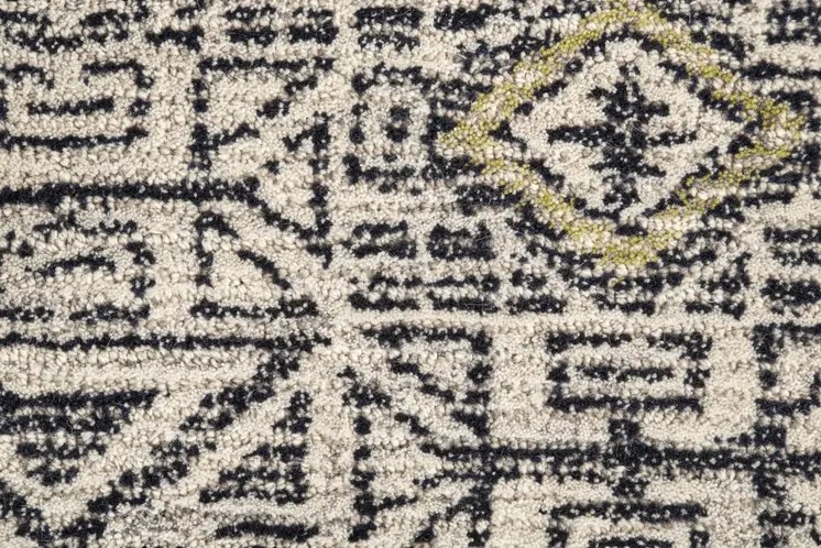 2' X 3' Gray Ivory And Black Wool Geometric Tufted Handmade Area Rug