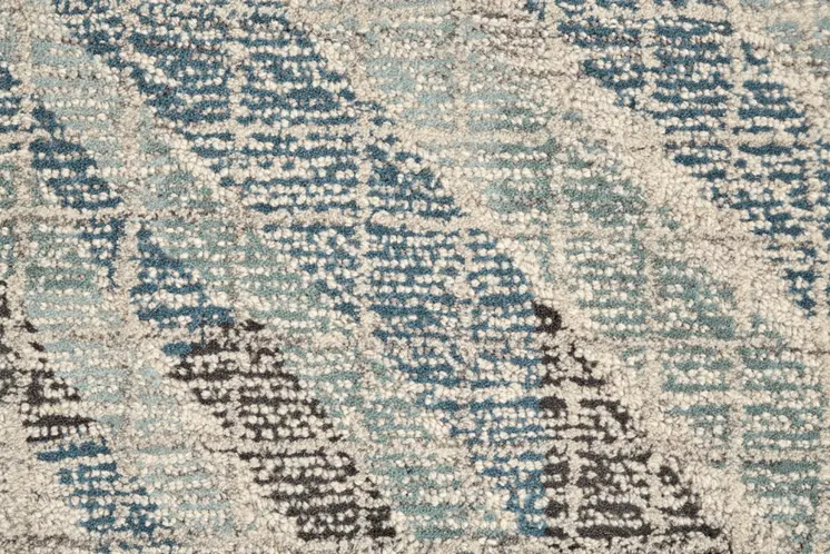 5' X 8' Blue Gray And Ivory Wool Geometric Tufted Handmade Area Rug