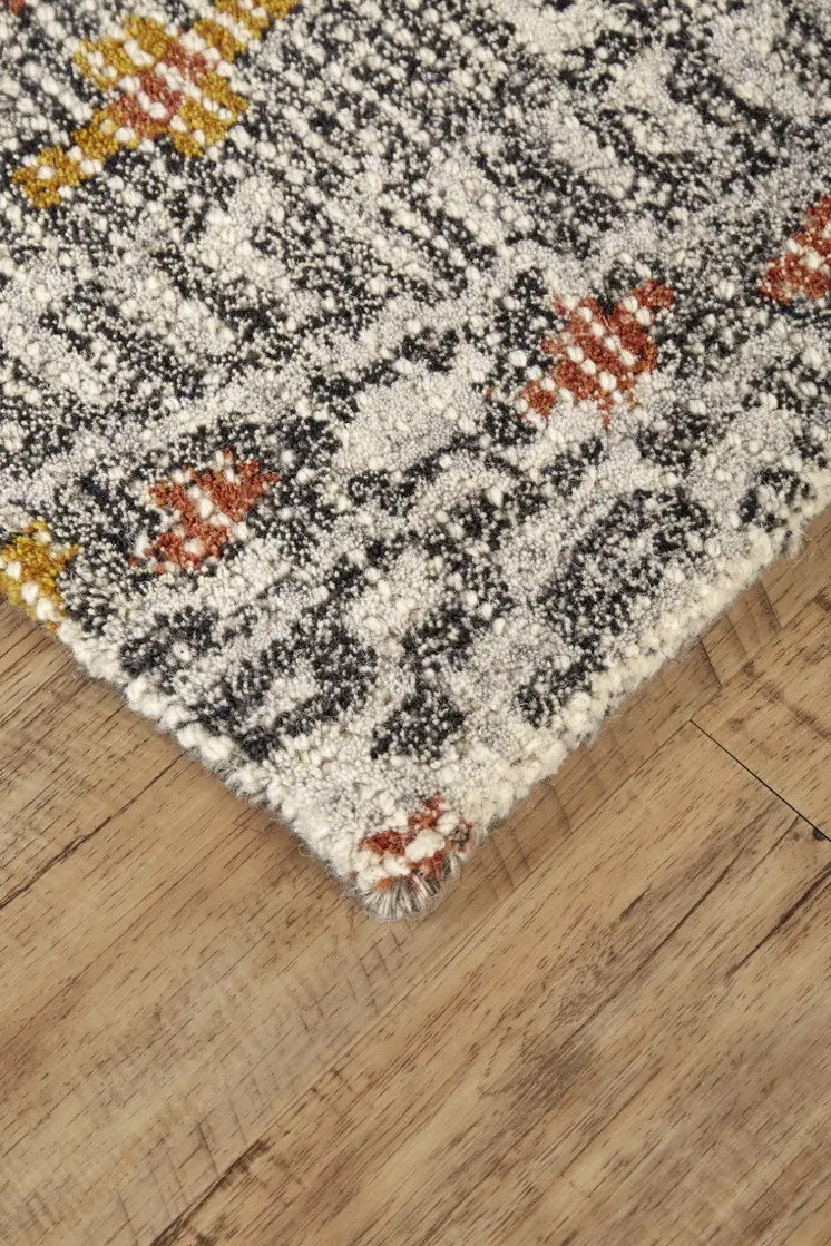 5' X 8' Gray and Ivory Wool Geometric Hand Tufted Area Rug