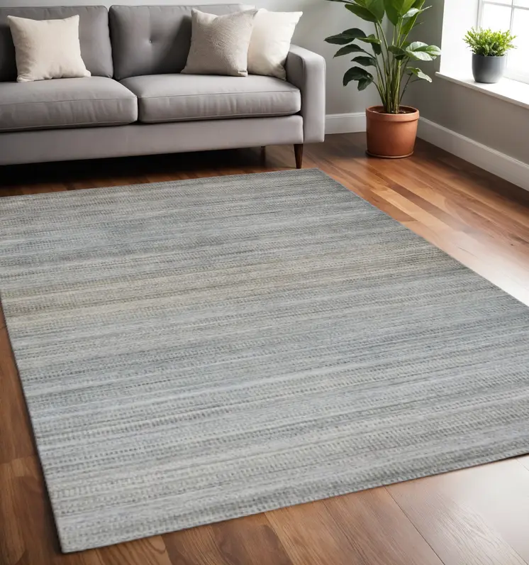 5' X 8' Blue Gray And Purple Ombre Hand Woven Area Rug