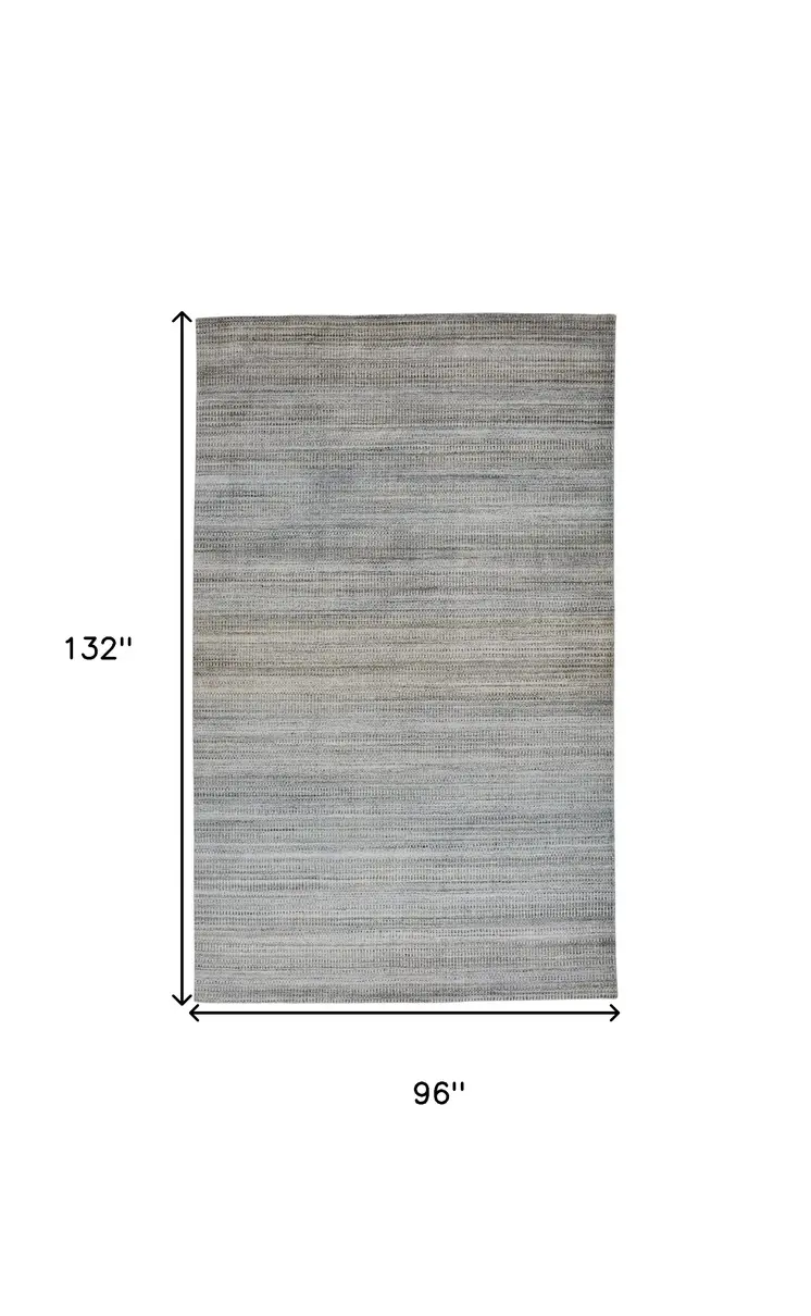 8' X 11' Blue and Gray Ombre Hand Woven Area Rug