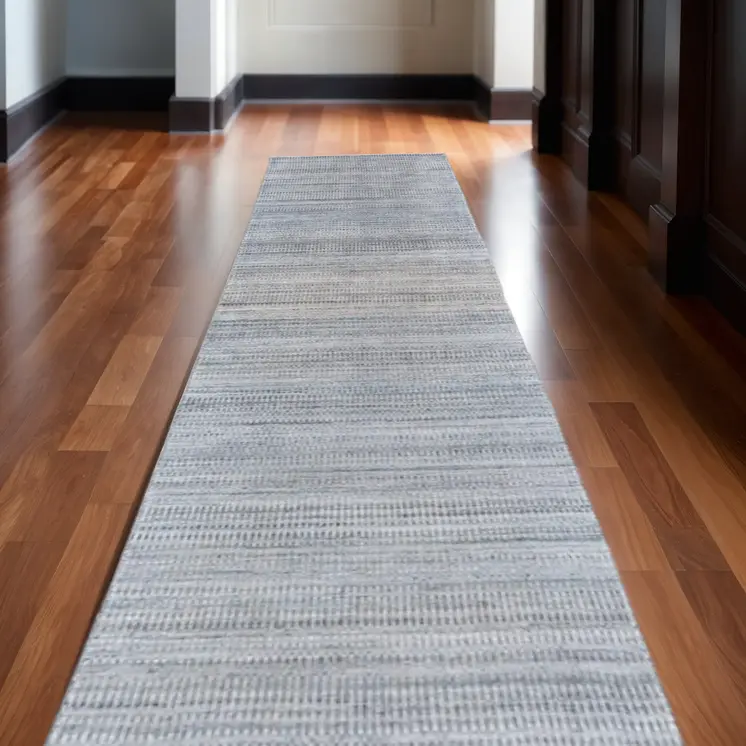 10' Gray and Purple Ombre Hand Woven Runner Rug
