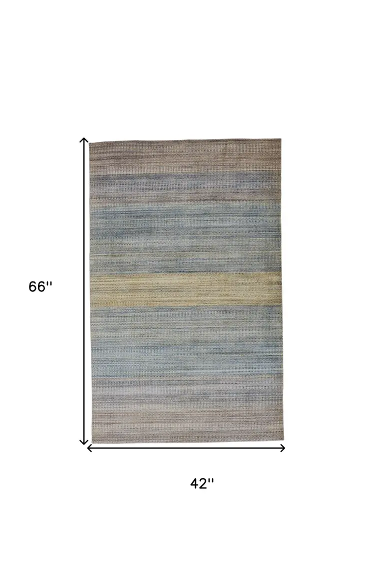 4' X 6' Blue and Gray Ombre Hand Woven Area Rug