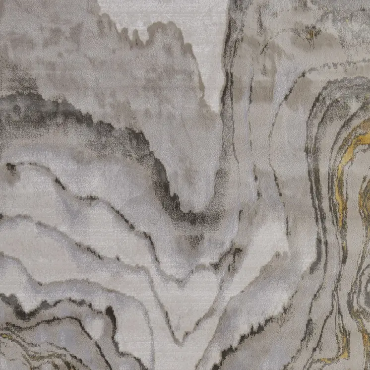 8' X 11' Gold and Ivory Abstract Area Rug
