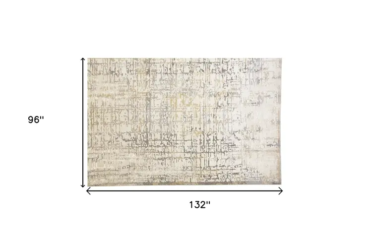 8' X 11' Gray and Ivory Abstract Area Rug