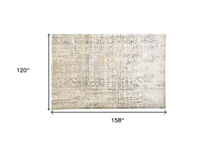 10' X 13' Ivory And Gray Abstract Stain Resistant Area Rug