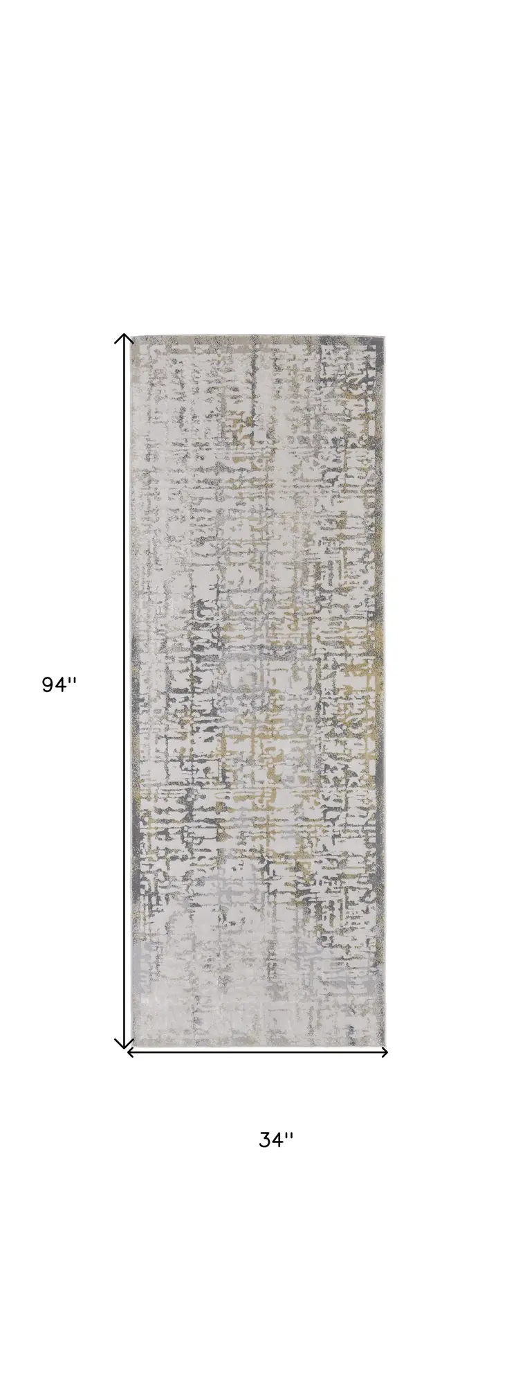 8' Ivory and Gray Abstract Distressed Runner Rug