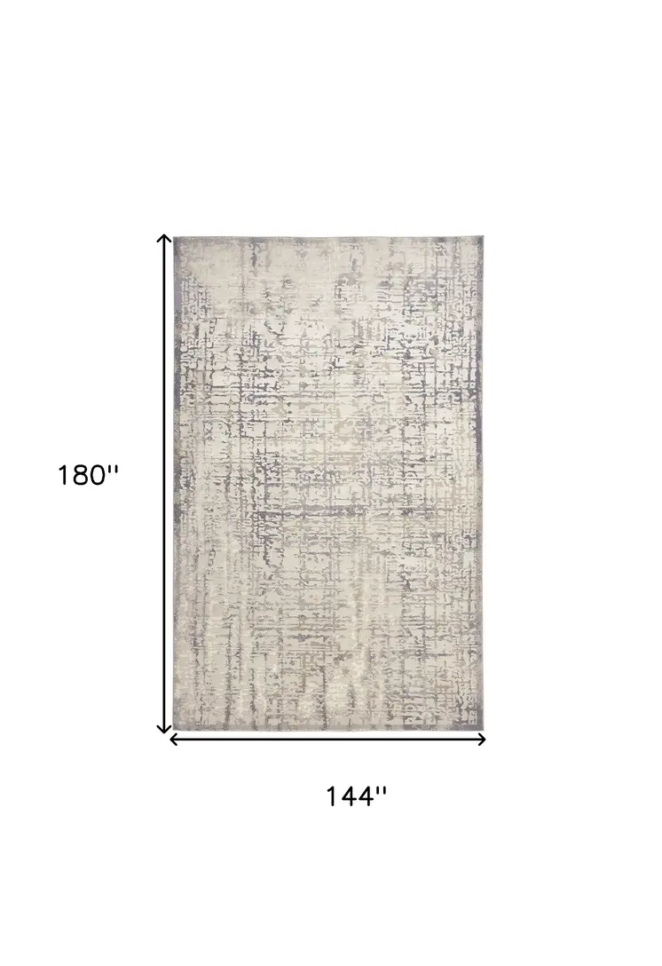 12' X 15' Ivory And Gray Abstract Stain Resistant Area Rug