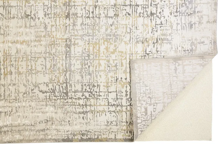 2' X 3' Ivory And Gray Abstract Stain Resistant Area Rug