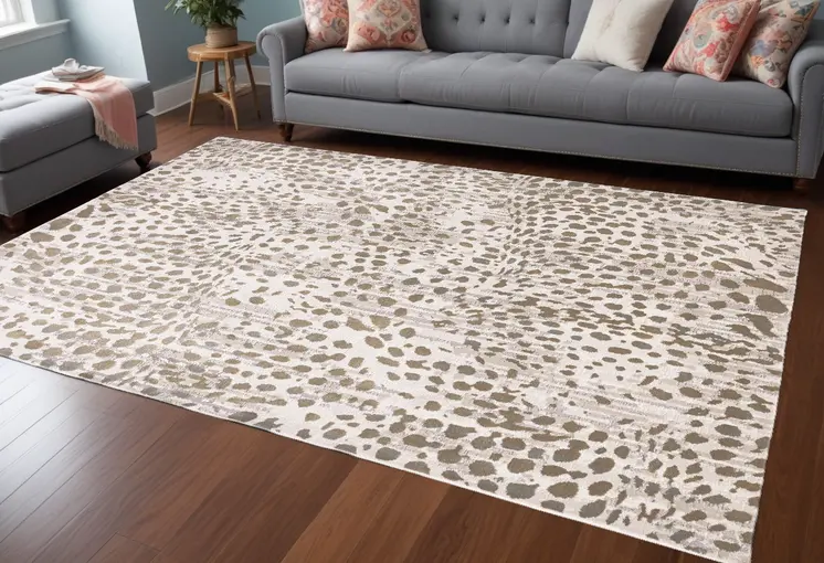 7' X 10' Brown And Ivory Abstract Stain Resistant Area Rug