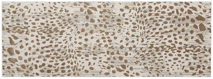 8' Brown And Ivory Abstract Stain Resistant Runner Rug
