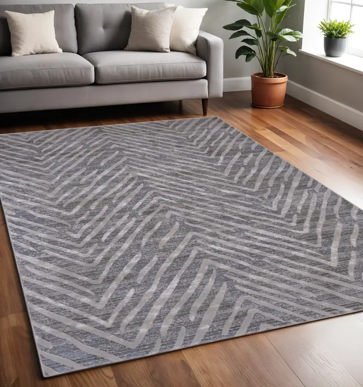 5' X 8' Gray Abstract Area Rug