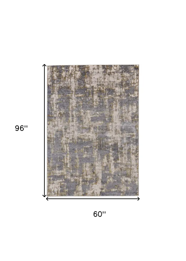 5' X 8' Gray Abstract Area Rug