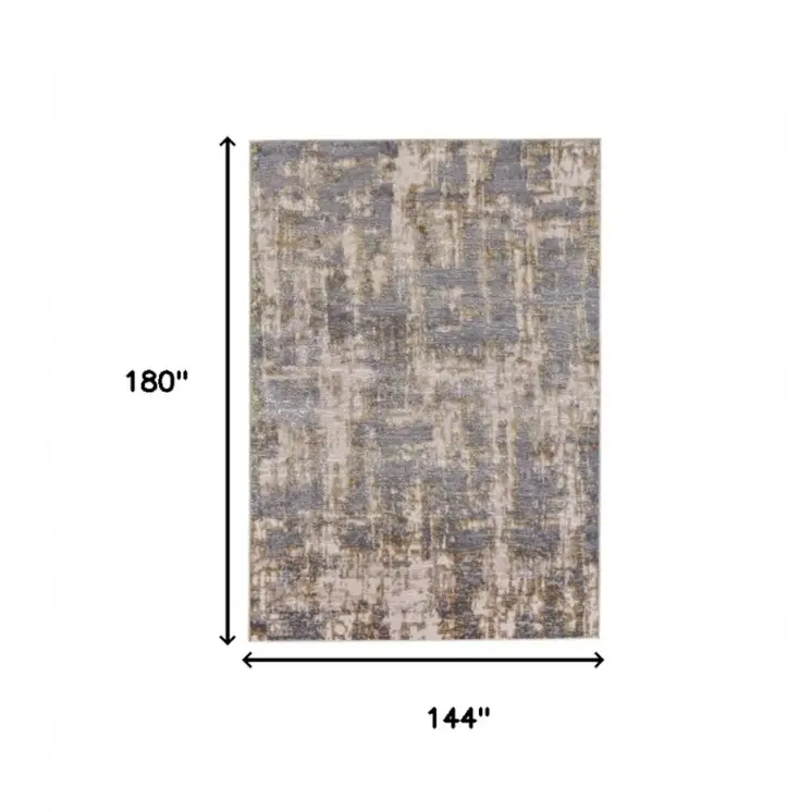 12' X 15' Gray and Gold Abstract Area Rug