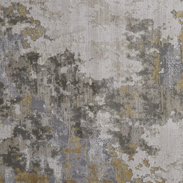 7' X 10' Ivory Gold And Gray Abstract Stain Resistant Area Rug