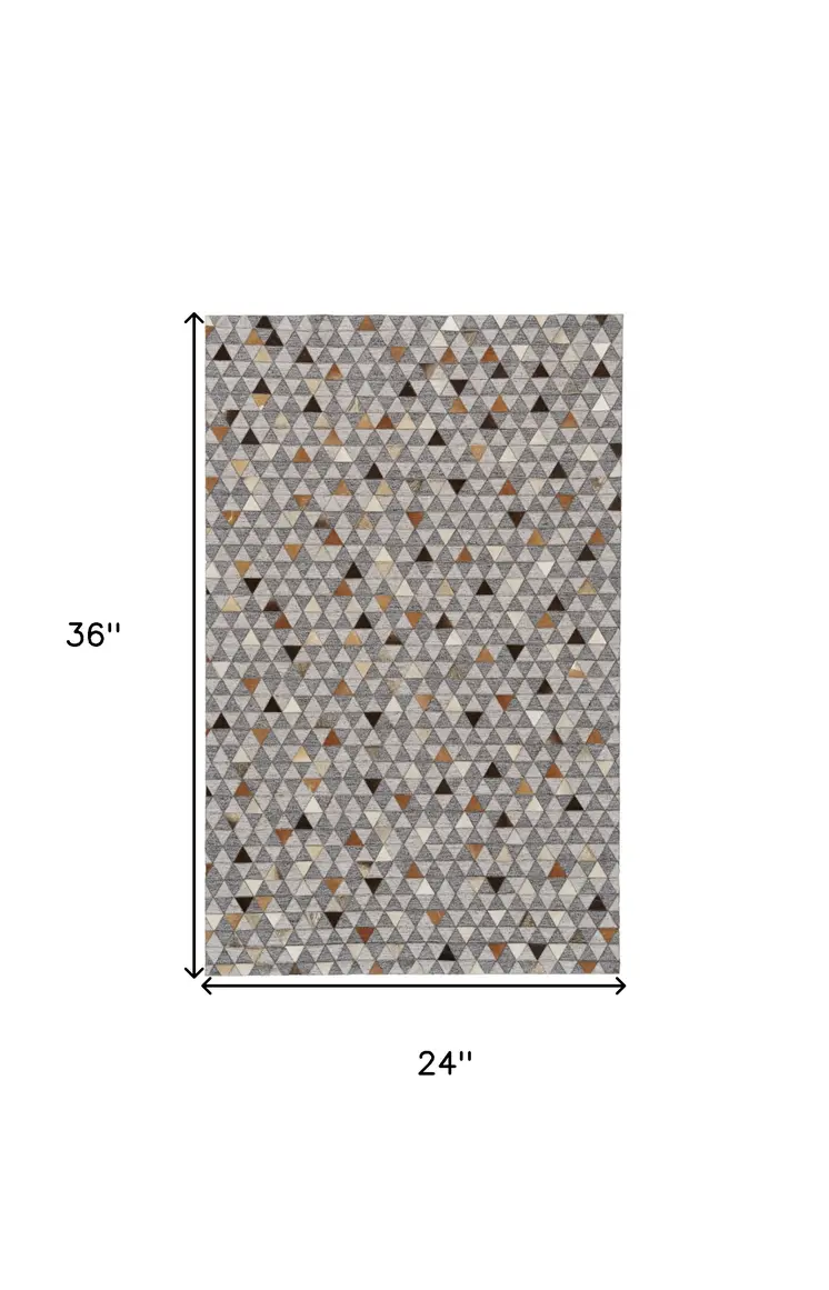 2' X 3' Gray Ivory And Brown Geometric Hand Woven Area Rug