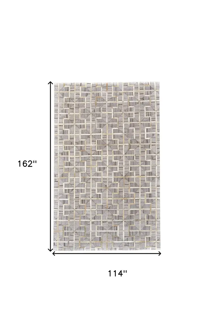 10' X 13' Gray Ivory And Brown Geometric Hand Woven Area Rug