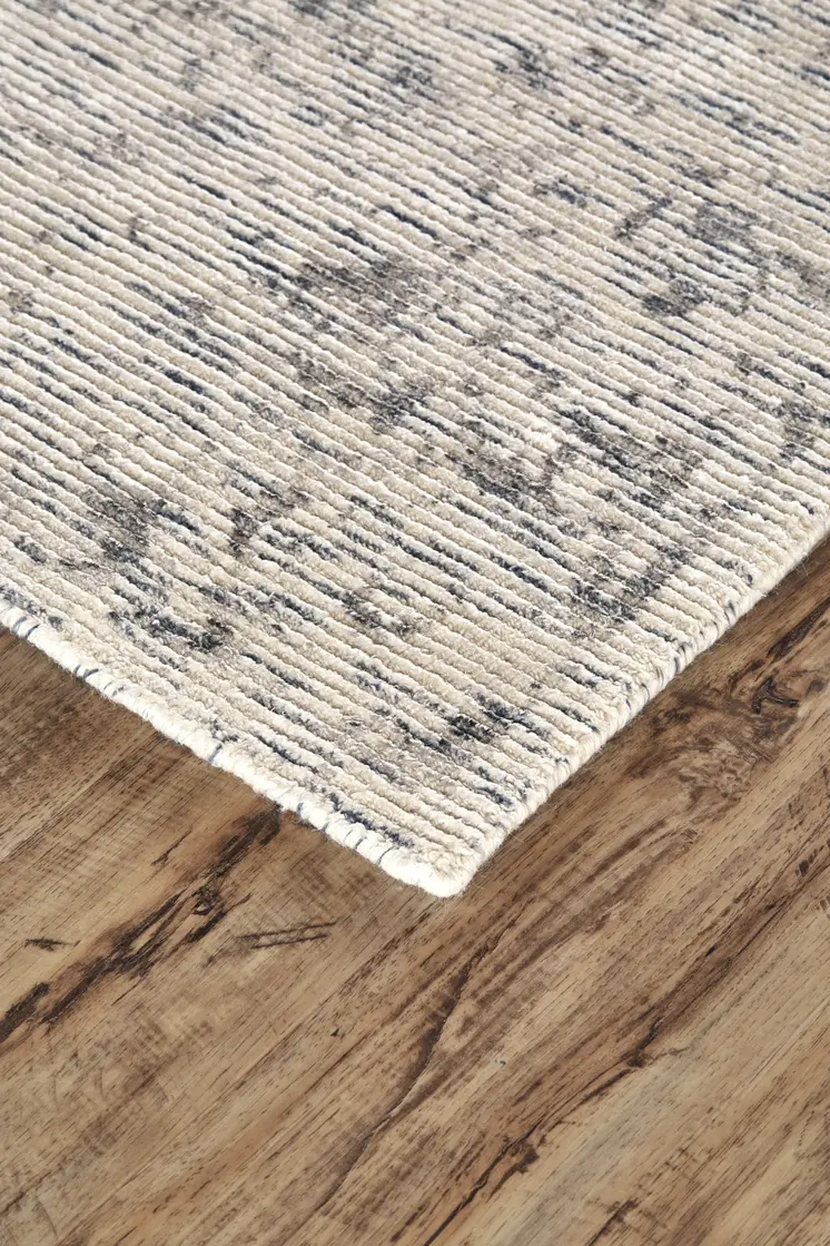 10' X 13' Ivory And Gray Abstract Hand Woven Area Rug
