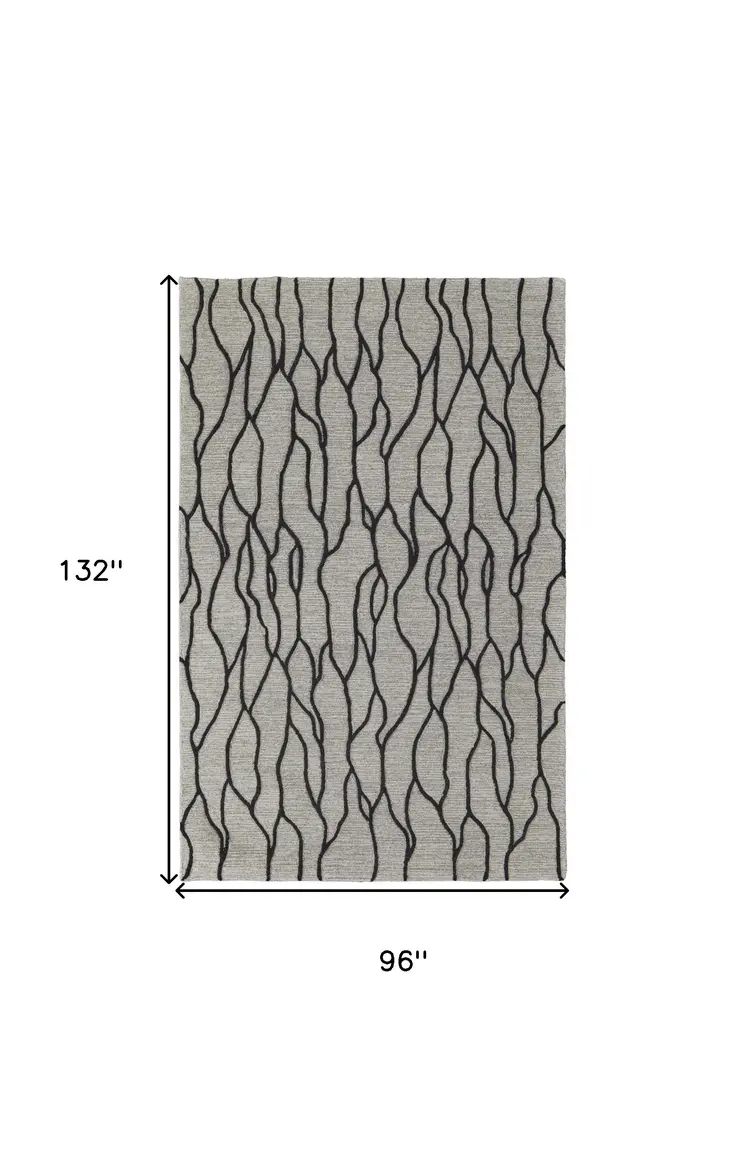 8' X 11' Taupe Black And Gray Wool Abstract Tufted Handmade Stain Resistant Area Rug