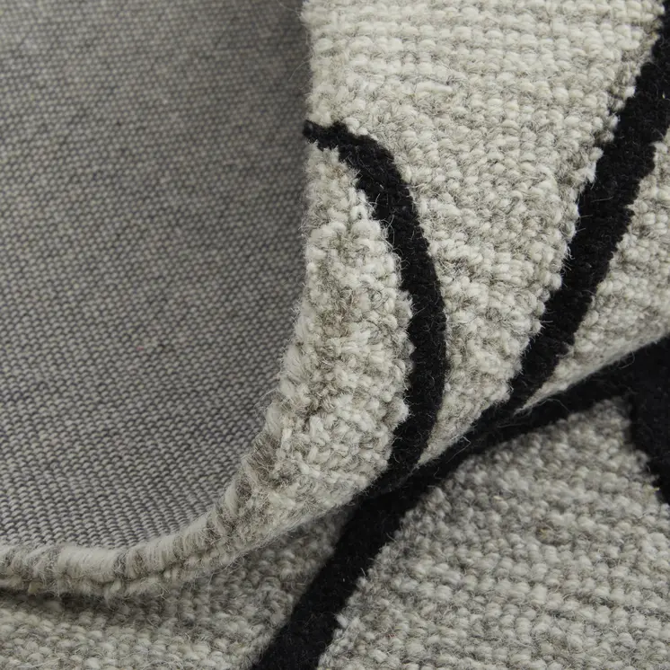 2' X 3' Taupe Black And Gray Wool Abstract Tufted Handmade Stain Resistant Area Rug